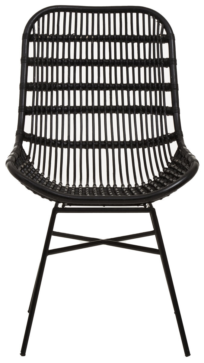 Lagom Black Rattan Curved Chair with Metal Frame