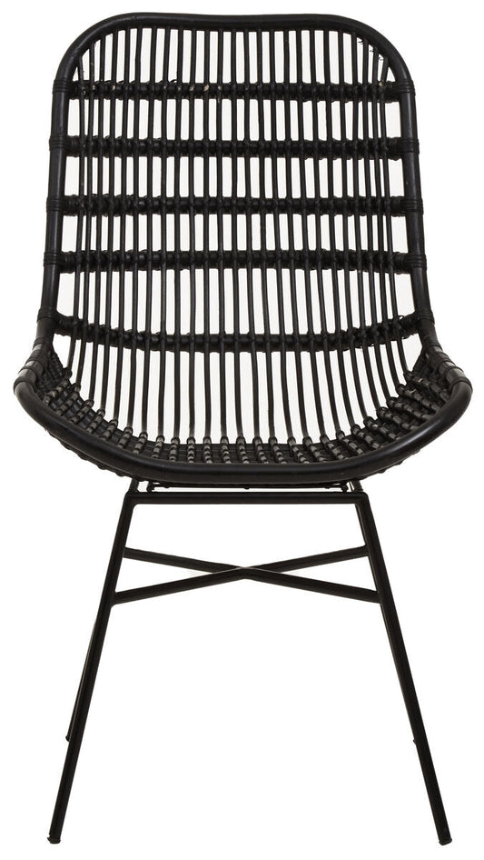 Lagom Black Rattan Curved Chair with Metal Frame