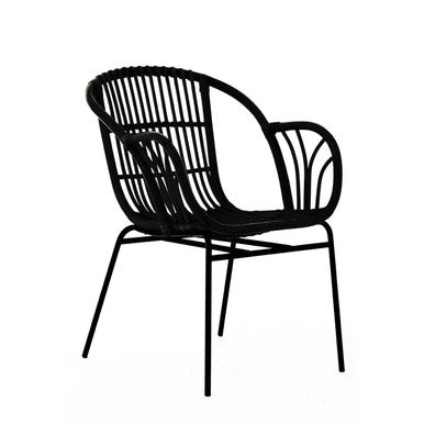 Lagom Black Rattan Chair with Metal Legs