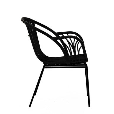 Lagom Black Rattan Chair with Metal Legs