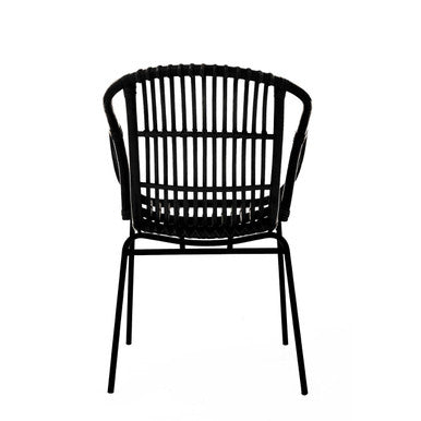 Lagom Black Rattan Chair with Metal Legs