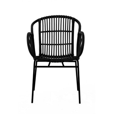 Lagom Black Rattan Chair with Metal Legs