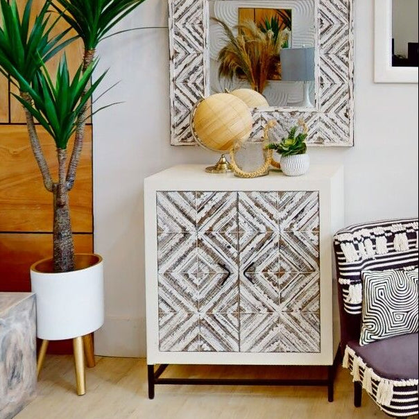 Lombok Rustic Chevron Design 2 Door Cabinet