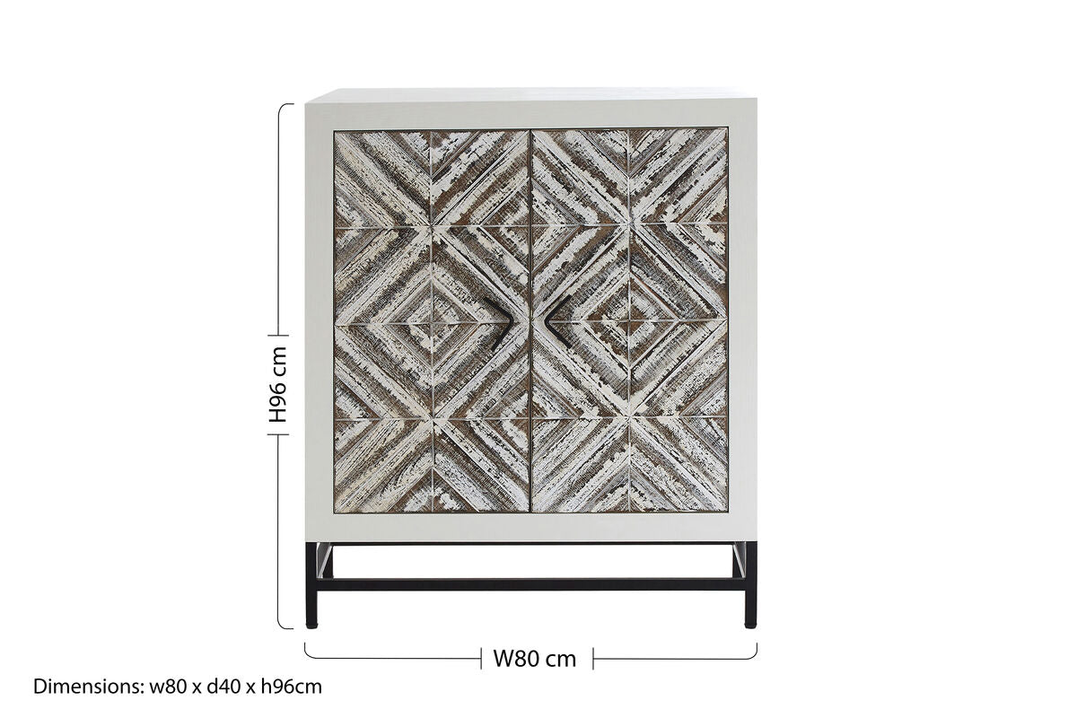 Lombok Rustic Chevron Design 2 Door Cabinet