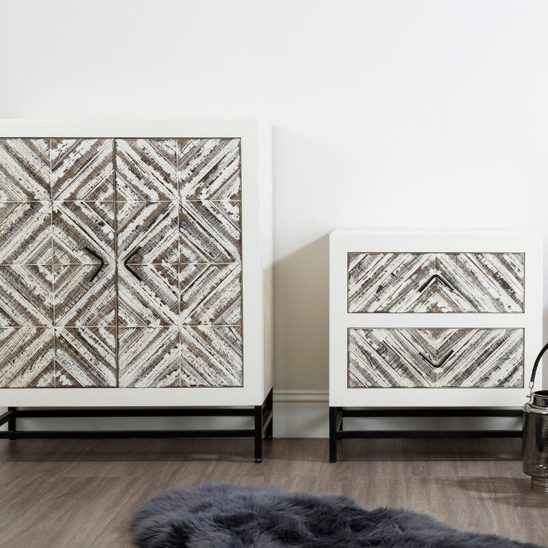 Lombok Rustic Chevron Design 2 Door Cabinet