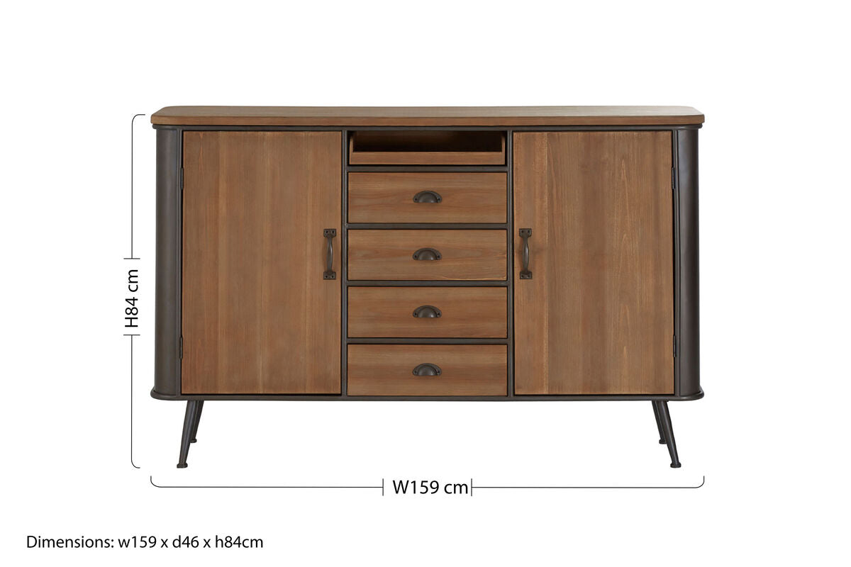 Trinity Natural Wooden and Metal 4 Drawer Sideboard