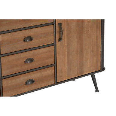 Trinity Natural Wooden and Metal 4 Drawer Sideboard