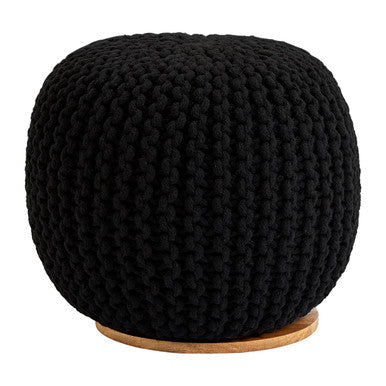Black Knitted Pouffe | Fusion