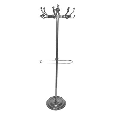 Arris Nickel Finish Coat Stand with Umbrella Rack