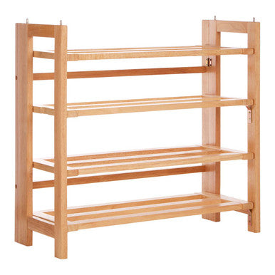 Arla Natural Tropical Hevea Wood 4 Tier Folding Shoe Rack