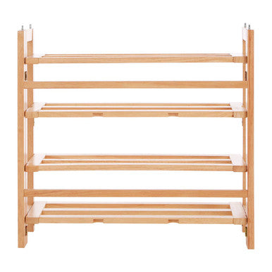 Arla Natural Tropical Hevea Wood 4 Tier Folding Shoe Rack