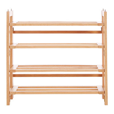 Arla Natural Tropical Hevea Wood 4 Tier Folding Shoe Rack