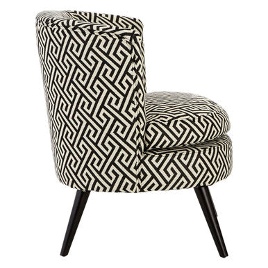 Regents Park Black and Beige Greek Key Fabric Design Round Accent Chair