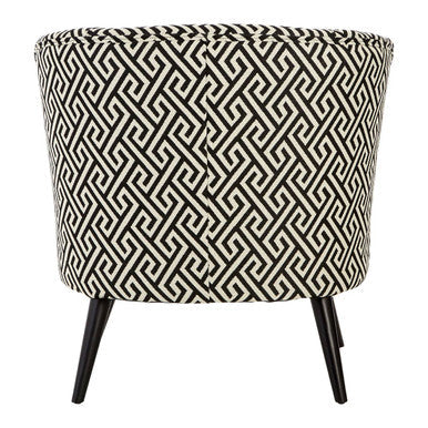 Regents Park Black and Beige Greek Key Fabric Design Round Accent Chair