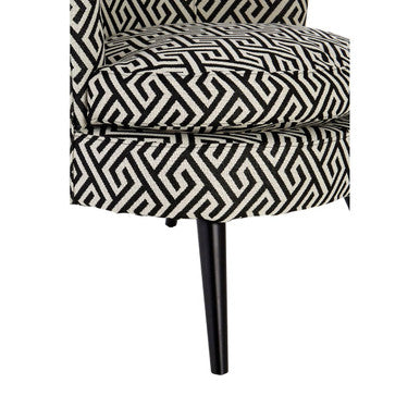 Regents Park Black and Beige Greek Key Fabric Design Round Accent Chair
