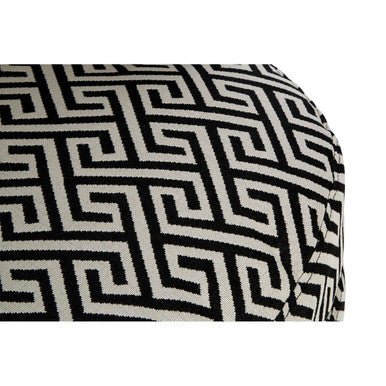 Regents Park Black and Beige Greek Key Fabric Design Round Accent Chair