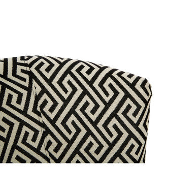 Regents Park Black and Beige Greek Key Fabric Design Round Accent Chair