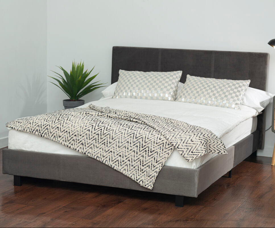 Grey Velvet King Bed