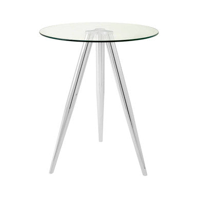 Barton Clear Glass Round Bar Table with Chrome Finish Legs