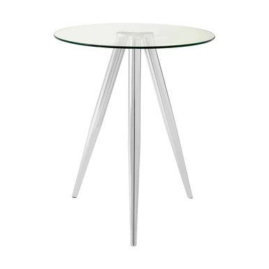 Barton Clear Glass Round Bar Table with Chrome Finish Legs