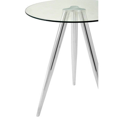 Barton Clear Glass Round Bar Table with Chrome Finish Legs