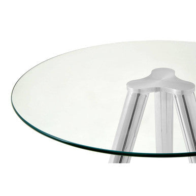 Barton Clear Glass Round Bar Table with Chrome Finish Legs