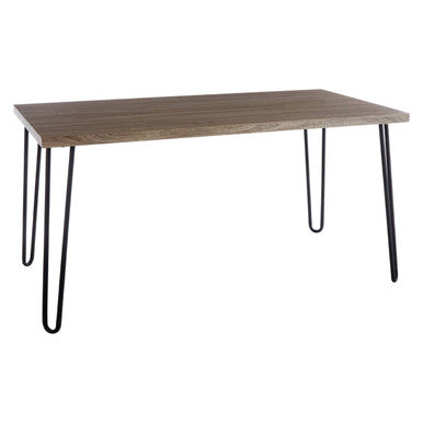 Borough Natural Wood Effect Dining Table with Black Metal Base