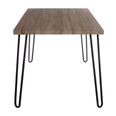 Borough Natural Wood Effect Dining Table with Black Metal Base