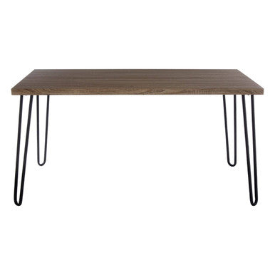 Borough Natural Wood Effect Dining Table with Black Metal Base