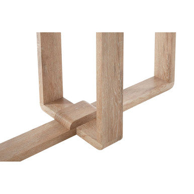 Barton Clear Glass Console Table with Wood Effect Legs
