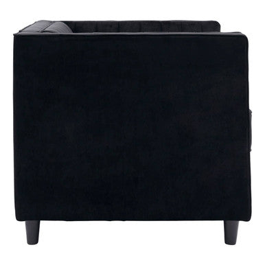 Farah Black Velvet Chair with Pleated Detail