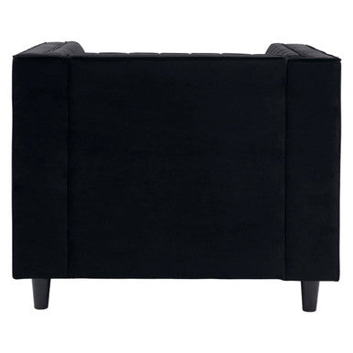 Farah Black Velvet Chair with Pleated Detail