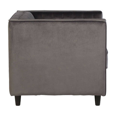 Farah Grey Velvet Chair with Pleated Detail