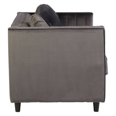 Farah Grey Velvet 2 Seater Sofa with Pleated Detail