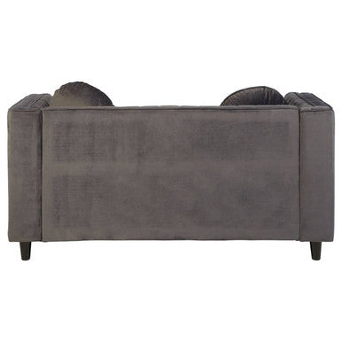 Farah Grey Velvet 2 Seater Sofa with Pleated Detail