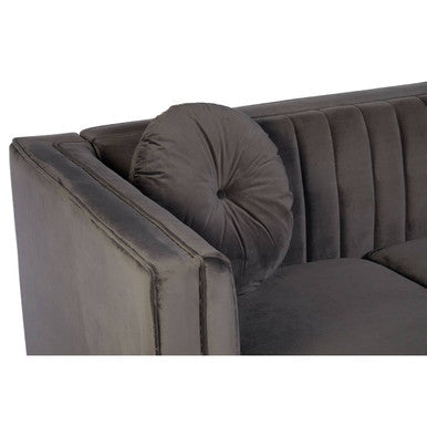 Farah Grey Velvet 2 Seater Sofa with Pleated Detail