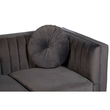 Farah Grey Velvet 2 Seater Sofa with Pleated Detail