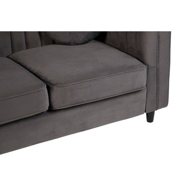 Farah Grey Velvet 2 Seater Sofa with Pleated Detail