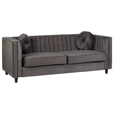 Farah Grey Velvet 3 Seater Sofa