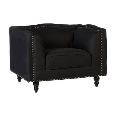 Feya Black Fabric Armchair with Stud Detail