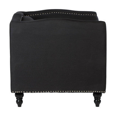 Feya Black Fabric Armchair with Stud Detail