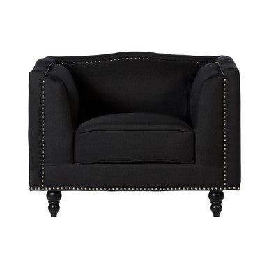Feya Black Fabric Armchair with Stud Detail