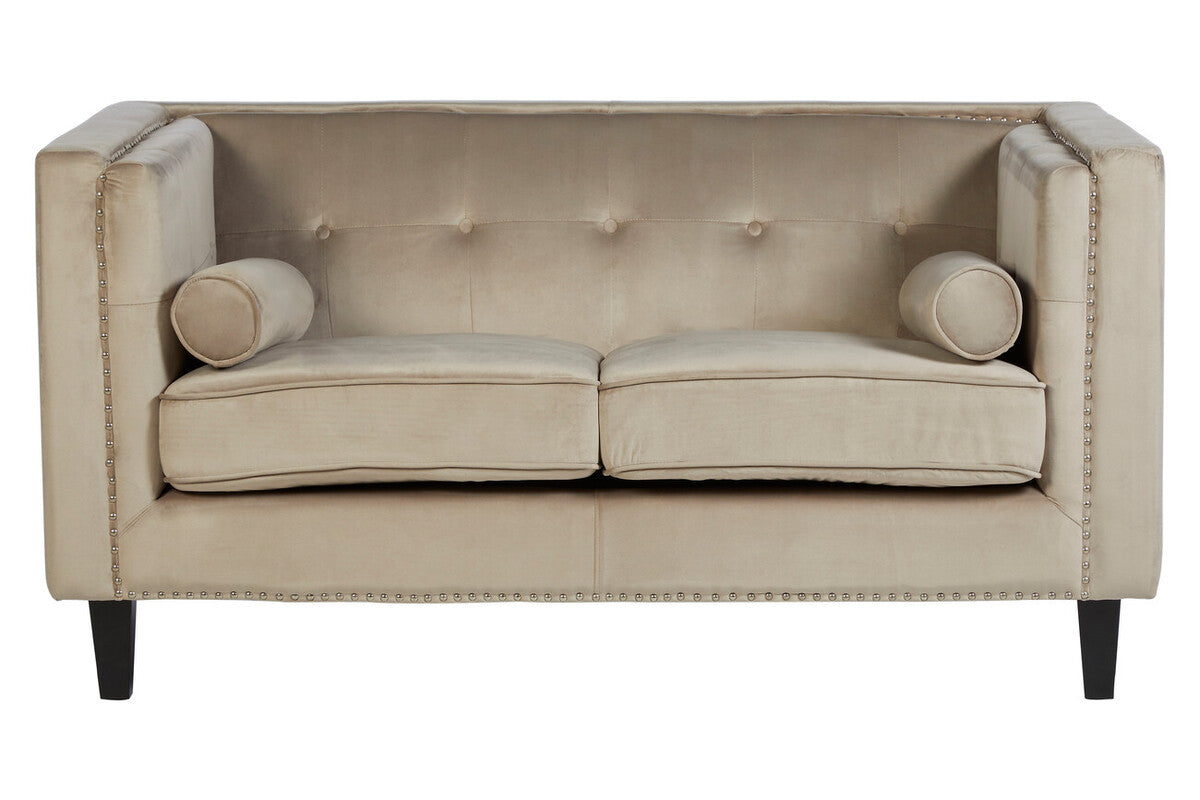 Felisa Mink Velvet 2 Seater Sofa with Stud Detail