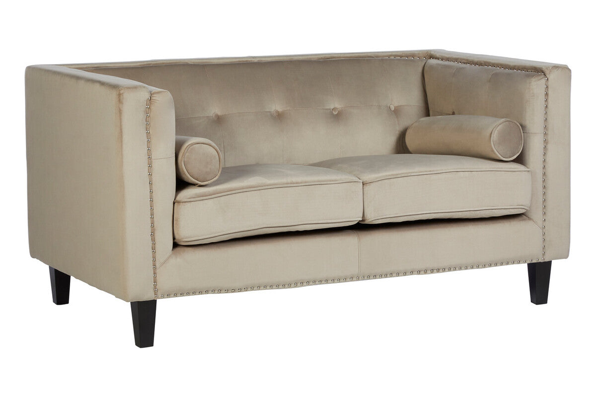 Felisa Mink Velvet 2 Seater Sofa with Stud Detail