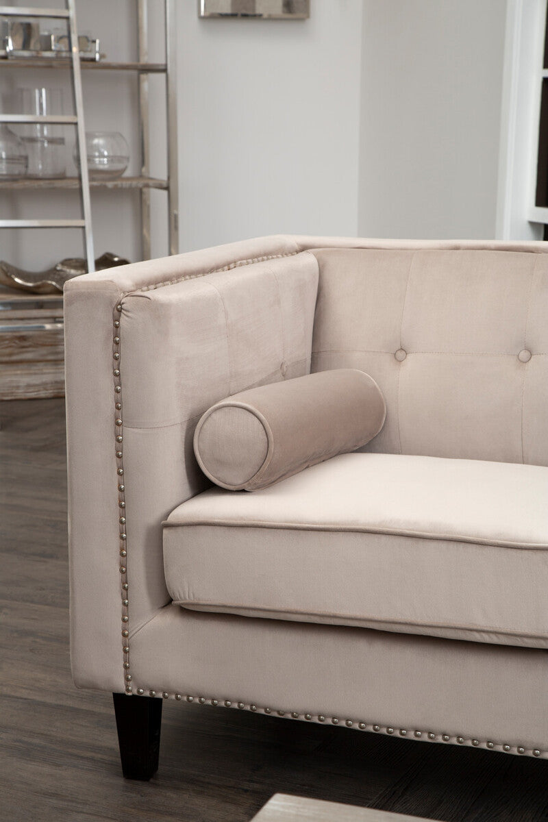 Felisa Mink Velvet 2 Seater Sofa with Stud Detail