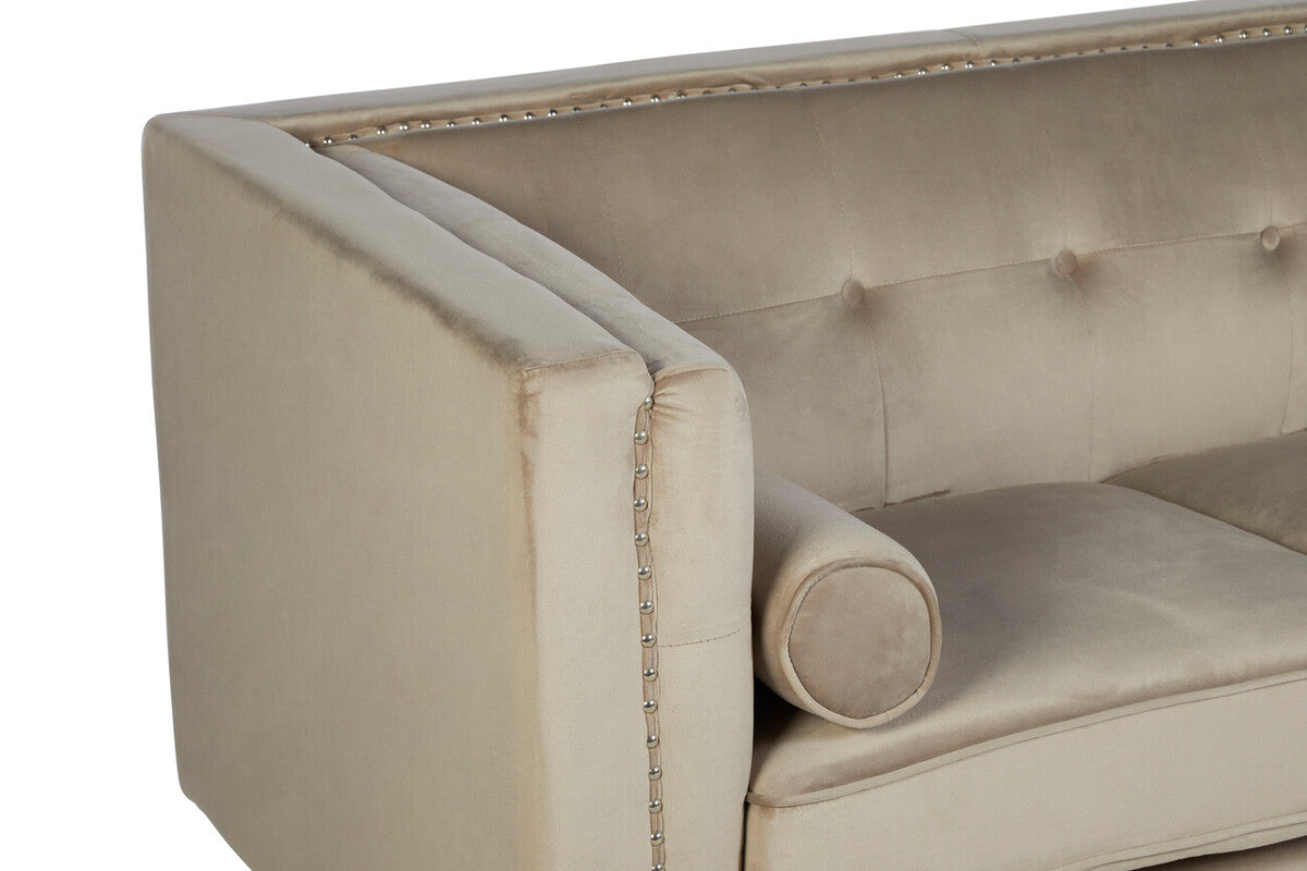 Felisa Mink Velvet 2 Seater Sofa with Stud Detail
