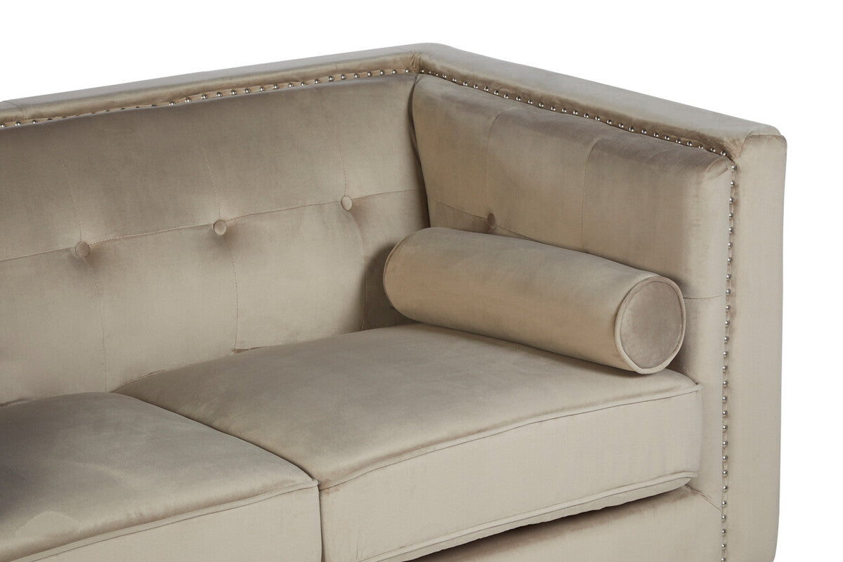 Felisa Mink Velvet 2 Seater Sofa with Stud Detail