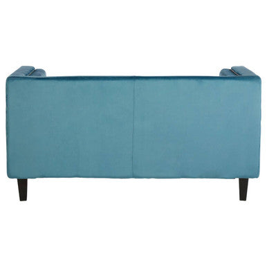 Felisa Teal Blue Velvet 2 Seater Sofa with Stud Detail