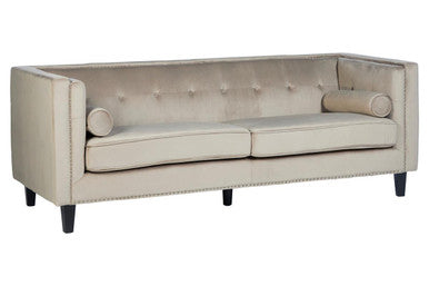 Felisa Mink Velvet 3 Seater Sofa with Stud Detail