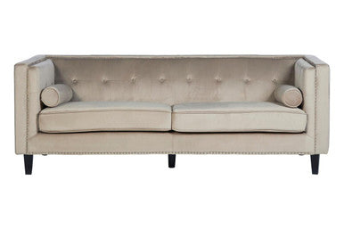 Felisa Mink Velvet 3 Seater Sofa with Stud Detail